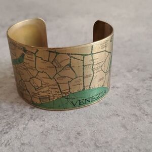 Venezia Map Cuff Bracelet - Gold and Green